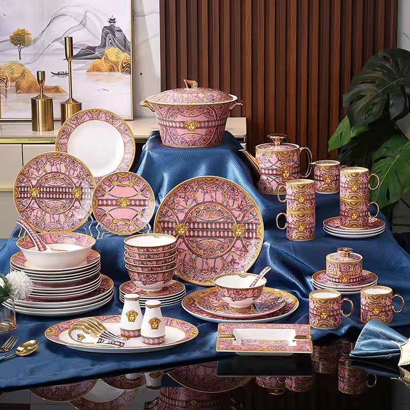  Versace pink Dinner set of 58 pieces for 6 people